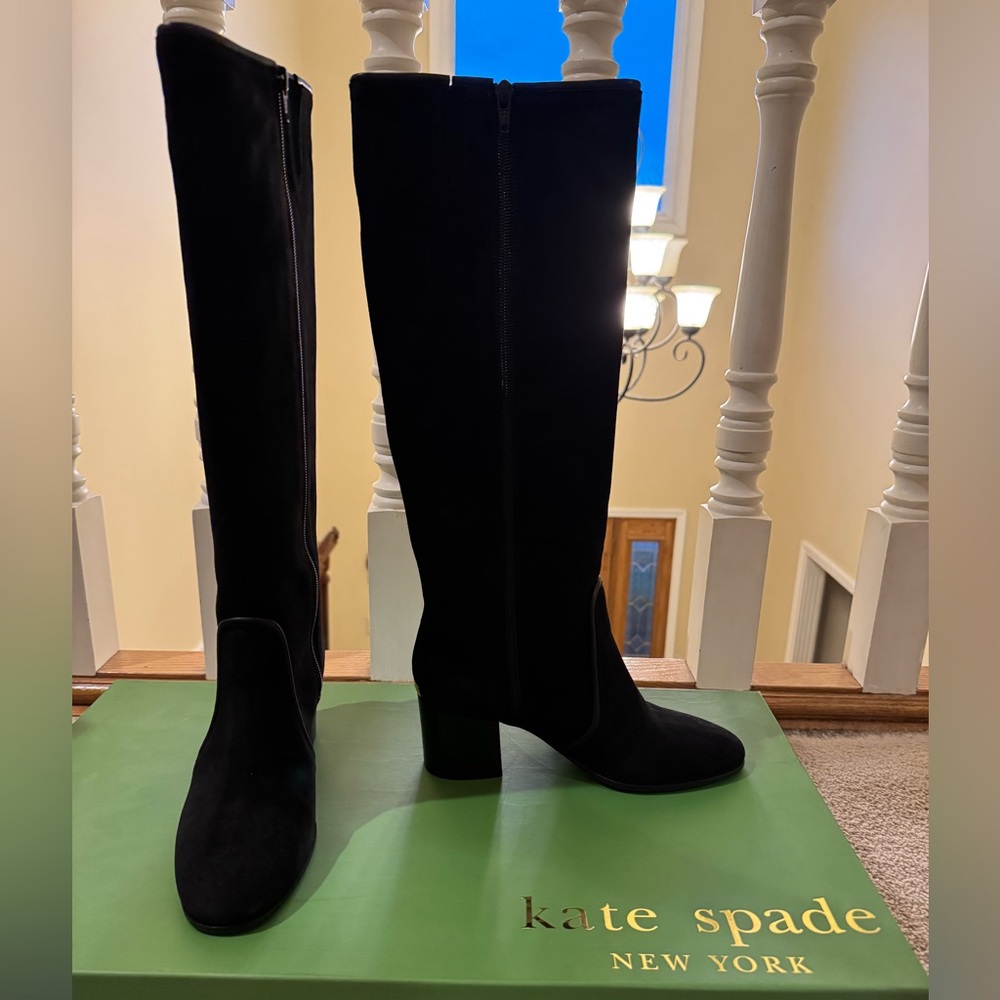 Kate Spade “Germain” black suede tall boots, size 6, worn once